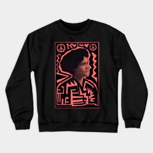 Voltairine de Cleyre in Black and Red Crewneck Sweatshirt